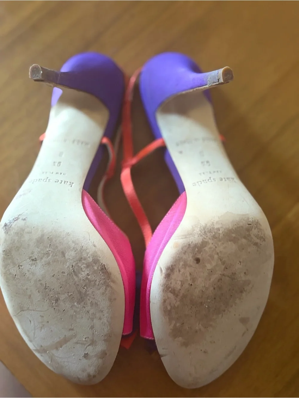 Women's Pink & Purple Slingback Heels with orange Bow